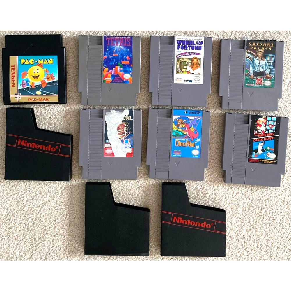 Vintage Nintendo NES 1985 Super Bowl Super Mario Dino Riki Games Lot 7 WORKS